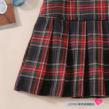 6 culori Carouri uniformă fuste Coreea Moda Stil Preppy Fusta Plisata Femei Rosie Carouri Fusta Scoala Uniforme Fete Fuste Scurte