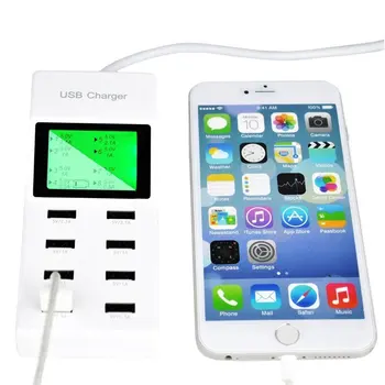 8 Porturi USB Încărcător de Perete cu display LCD pentru Telefon Inteligent, Tabletă, aparat de Fotografiat Rapid de Încărcare Stație de Andocare Pentru iPhone PowerBank Dual AC