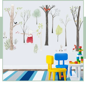 87*140cm Mare Stil Nordic Copii de Animale Perete Autocolante de Desene animate Pomul de Copii Camera Copilului Perete Decal Poster