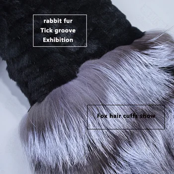 Adevărata haină de blană de iepure dungi Moda fox manșetă Cu curea Buzunar haine de Blană de iarna femeie rusă 5XL șapte punctul manșon haina
