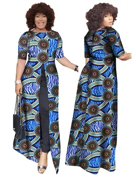 African Dashiki Africane Rochii Casual Drept Split de Imprimare African Print Haine de Bumbac Camasa Africaine Femme BRW WY852