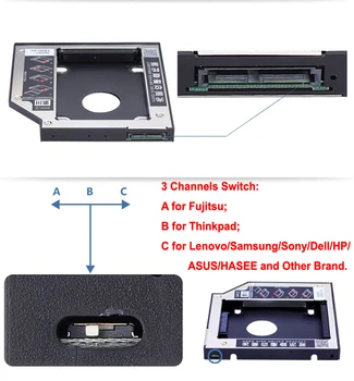 Al 2-lea HDD Caddy 12.7 mm SATA 3.0 Suport Tava Optice DVD/CD-ROM-BAY pentru 12,5 mm SSD