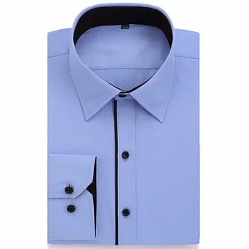 Alimens & Blând Bărbați rochie casual camasa maneca lunga plus dimensiune 8xl 7xl 6xl ridicat de bumbac stil de moda cu Dungi de culoare alb-albastru