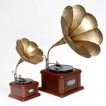 Alimentar Obiecte De Artizanat Din Metal Gramofon Antic De Epocă Record Player Model Home Decor Meserii Creative Ornamente