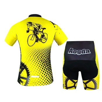 Aogda Galben Bărbați Ciclism Jersey Bib shorts Seturi de Biciclete Costume de Îmbrăcăminte de Biciclete de Top de Jos Pro Ciclism Purta Tricouri mtb Haine