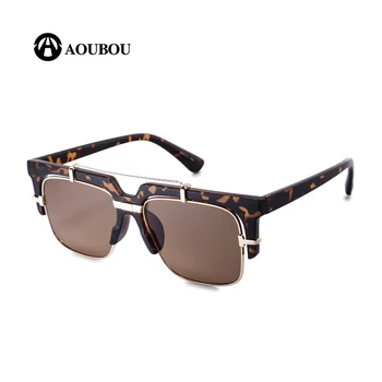 AOUBOU Brand Design Vintage Square Bărbați ochelari de Soare UV400 Negru Lentile de Ochelari de Soare Cu Cutie de Aliaj de Mare Cadru Gafas De Sol AB720