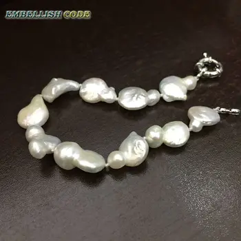 Arahide tărtăcuță om de Zăpadă formă neregulată keshi stely bratara alb luciu Bun naturale de apă dulce pearl Personalizate pentru fete sau femei
