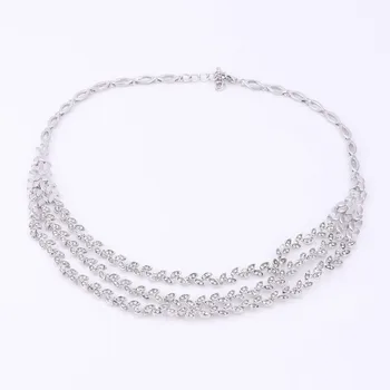 Argint placat cu 3 straturi de frunze de forma colier de cristal seturi de bijuterii cu cercei pentru petrecerea de nunta colier colier statement