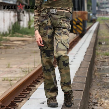 Armata liberă pentru Femei Brand Pantaloni de Camuflaj Buzunare Bumbac Liber Casual de Lungime Completă de Marfă Femei Pantaloni de Iarnă Exterior Purta GK-918
