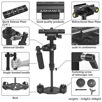 ASHANKS S40 40CM Portabil sistem steadycam Stabilizator Pentru Steadicam Canon Nikon GoPro AEE DSLR Camera Video LY08
