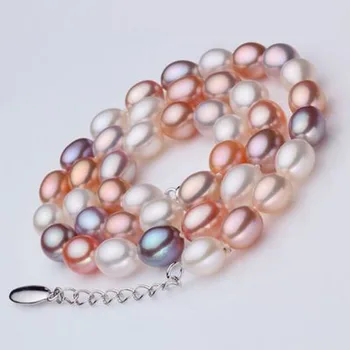 ASHIQI Naturale Pearl de apă Dulce Colier de Perle pentru femei cu 7-8mm culoare perla Bijuterii cadou argint 925 incuietoare