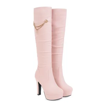 ASUMER 2018 vânzare fierbinte noi sosesc femei cizme rotund toe negru alb roz doamnelor cizme Țină de cald iarna cizme genunchi ridicat