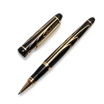 Aurul negru Clip Rollerball Pen Ducele de Cerneală Neagră Mediu Umple Bine Scris, Pix de Lux Cadou de Afaceri Pixuri cu Un Stilou Cutie