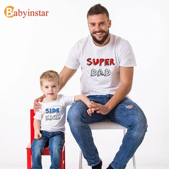 Babyinstar 2017 Nou Tatăl Copilului Haine de Vara cu Maneci Scurte din Bumbac tricou Outwear Familie de Moda Haine de Potrivire