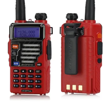 Baofeng UV-5R Plus Dual Band Două Fel de Radio Sunca Walkie Talkie Pofung 5W 128CH UHF VHF FM VOX Dual Display Qualette Roșu