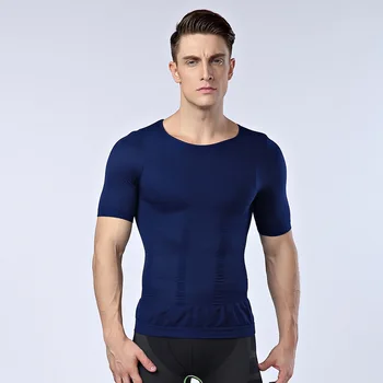 Barbati corector de postura tricou piept strâns formator pentru barbati curea talie reduce burtă grăsime arde stomacul de un corset negru alb albastru