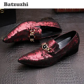 Batzuzhi de Lux a Subliniat Toe Barbati din Piele Pantofi Rochie de Moda Roșu Pantofi Oxford Barbati, Petrecere/Nunta/Etapa Sapato Masculino, UE38-46