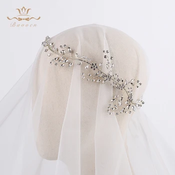 Bavoen Nunta Handmade Argint Bentițe Mirese Coreean Moale Stras Tiara Pălării De Cristal De Păr Bijuterii
