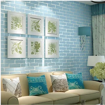 Beibehang hârtie de perete home decor Modern 3D caramida alb albastru relief rola tapet de fundal de perete camera de zi dormitor tapet