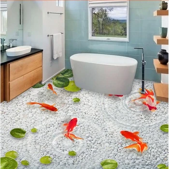 Beibehang Personalizat Podele Decor 3d Lintiță Frunze de Gâscă Soft Rock Pește de Apă Baie Dormitor Etajul mall pictura