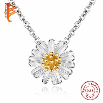 BELAWANG Argint 925 Floare Daisy Colier, Cercei și Inel Seturi de Bijuterii pentru Femei, Nunta, Logodna Bijuterii de Argint