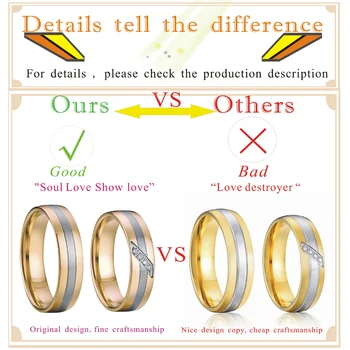 Bicolor Inele de Nunta pentru Femei și Bărbați de Argint/Aur Color Bijuterii din Oțel Inoxidabil Promit Trupa Inele de Cuplu