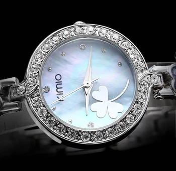 Bine Kimio Argint Femei Ceasuri De Cristal Trifoi Dragoste Doamnelor Ceas Din Oțel Inoxidabil 2016 Rochie De Femeie Încheietura Ceasuri Montre Femme