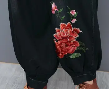 Blugi Casual denim plus dimensiune talie elastic brodat pantaloni harem pentru femei bumbac amestec de toamnă de primăvară talie mare yfq0708
