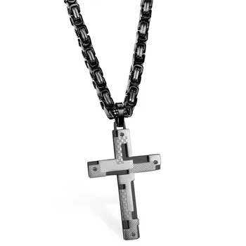 Boniskiss Christian Cross Colier Negru/Argintiu/Auriu Culoare Din Oțel Inoxidabil Pandantiv & Lant Pentru Barbati/Femei, Cadou De Crăciun De Bijuterii