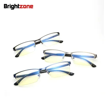 Brightzone Nou Model De Metal Jumătate Rim Lumina Albastră De Blocare Interior Calculator Ochelari De Optician Spectacol Cadru Simplu De Ochelari Ochelari