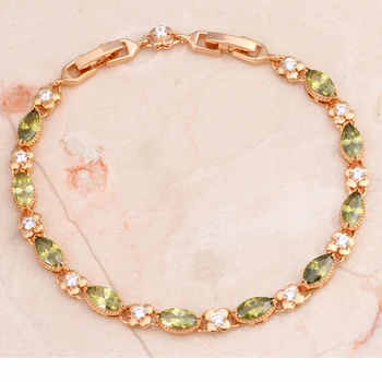 Cadou de lux pentru mama Floare de design Ton de aur moda bijuterii Peridot Verde de Zirconiu bratari Nichel si Plumb TBS756