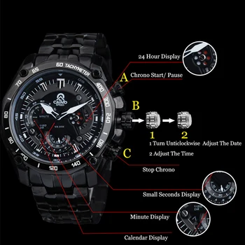 CAINO Moda Ceasuri Sport Barbati din Oțel Inoxidabil Business Casual Ceas Impermeabil Cuarț Ceasuri de mana Ceas Relogio Masculino