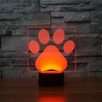Catelus Lampa 3D Lumina de Noapte Urme de Labă de Câine Jucărie pentru Copii LED Touch Lampă de Masă 7 Culori Lumină Intermitentă Acasă Decorare Gratuit Dropship