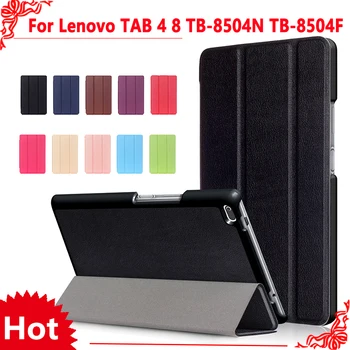 Caz pentru Lenovo TAB4 8 din Piele PU Pliere Folio case pentru Lenovo TAB 4 8 TB-8504N TB-8504F Tableta Flip Stand Caz + 3 cadouri gratuite