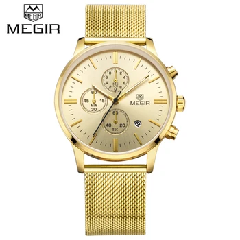 Ceasuri Barbati MEGIR Brand Cronograf Moda Simplu Bărbați Ceasuri din Oțel Inoxidabil Plasă de Trupa Cuarț Ceas Subțiri Formați Om Casual Ceas