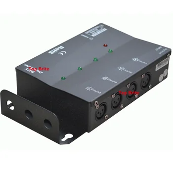 Cel mai bun Preț 1XLot Patru DMX Splitter DMX512 Lumina Lumina de Scena Amplificator de Semnal 4 Mod DMX Distribuitor Pentru Echipamente de Scena