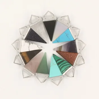 Cele Mai Noi Unisex Originale Quartz Triunghi Colorat Cristale Magice Punct De Vindecare Fațete Sus Pandantiv De Piatra Naturala De Căutare Fierbinte Jeweley