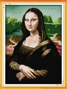 Celebra Mona Lisa Imprimate Panza DMC Numărat Chineză cruciulițe Kituri tipărite Eco-cusatura set Gherghef Broderie