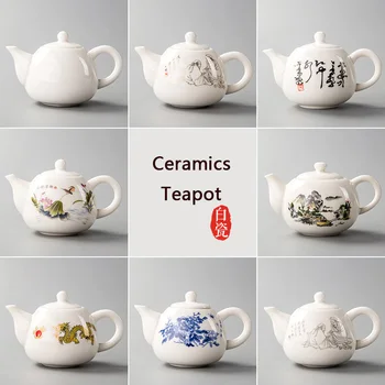 Ceramica Ceainice Yixing Oală De Ceai Alb Seturi De Ceai Din Portelan Ceainic Chinezesc Unic Fierbător Kung Fu Teaset Infuser China Cesti De Ceai D001