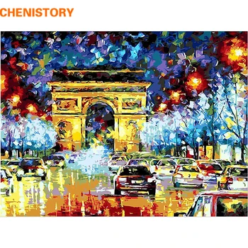CHENISTORY Europa de Noapte de pe Strada DIY Pictura De Numere Kit de Colorat Pictura De Numere Cadou Unic Pentru Decor Acasă 40x50cm