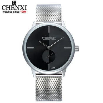 CHENXI Iubitorii de Ceasuri Quartz Nou Design de Argint din Oțel Inoxidabil Plasă de Centura Bărbați și Femei de Afaceri Stil Decorativ Ceas de Ceas