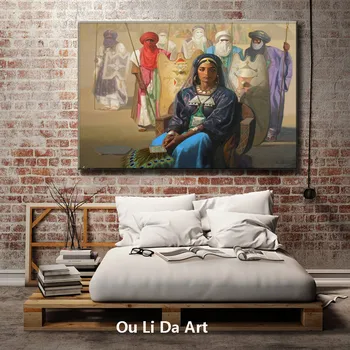 Clasic cifre Arabe păun fanii queen peisaje picturi in ulei pe panza de imprimare imprimate pe canvas wall art decor imagine