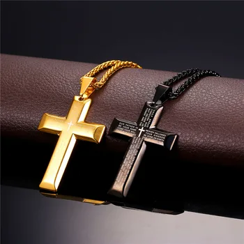 Collare Biblia Pandantiv Cruce Din Otel Inoxidabil Accesorii De Aur/Negru Culoare En-Gros Colier Femei Bărbați Christian Bijuterii P976