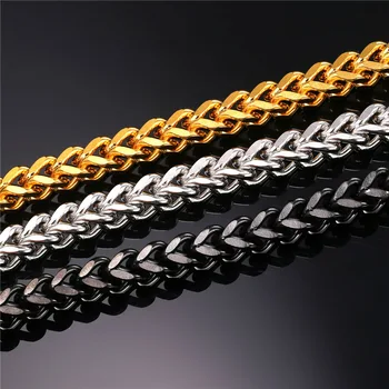 Collare Spiga Grâu Bratari de Lanț Bărbați 316L din Oțel Inoxidabil Auriu/Negru Culoare Lanț de Link-ul de Bratari & Brățări pentru Bărbați Bijuterii H122