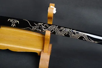 Complet Manual Sabie De Samurai Japoneze Katana Din Oțel Carbon De Înaltă Claritate Full Tang Cu Lama Espada Dragonului Gravate Saya Cuțit