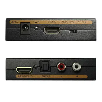 Convertor HDMI Splitter Audio HD 1080P HDMI la HDMI Audio SPDIF + RCA L/R Audio Splitter Extractor cu sursa de Alimentare Adaptor
