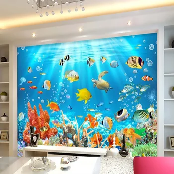 Copii 3D Tapet Mural Lume Subacvatică Pești Și Corali Foto Hârtie de Perete pentru Camera Copiilor Perete de Fundal Personalizate 3D picturi Murale