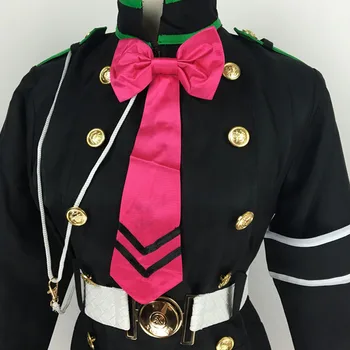 Coshome Seraph De La Sfârșitul Hiiragi Shinoa Peruci, Costume Cosplay Uniforme De Poliție Fete Dress+Cravata+Curea+Curea+Accesoriu De Păr