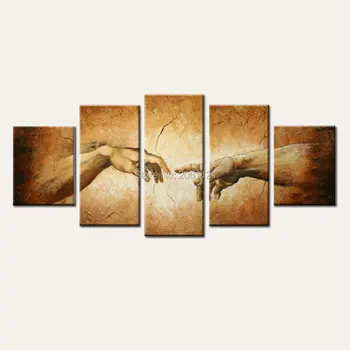 Crearea lui Adam! Mâna lui dumnezeu! Realizate manual de Religie perete pictura celebra pictură în ulei copie a lui Michelangelo, Capela Sixtină fresce