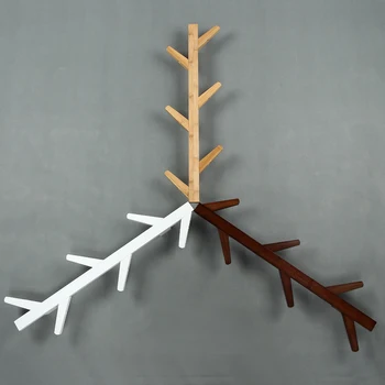 Creative Bamboo Din Lemn Agățat Cârlig Umeraș Creangă Forma Rafturi Haine Cârlig Camera De Zi Accesorii